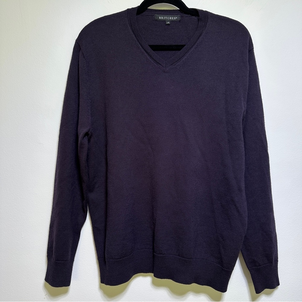 Britches V Neck Mens Merino Wool Blend Sweater Size L
